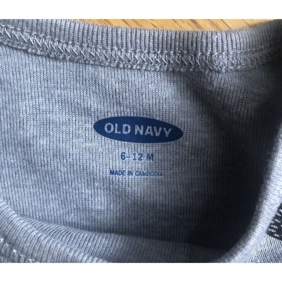 Old Navy 6-12M Grey Heather Badger Romper Nwot - Picture 5 of 6